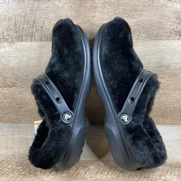 Crocs Women's Classic Fur Sure Black Fur Fuzzy Clogs Size 8 Shoes BRAND NEW - Picture 7 of 10